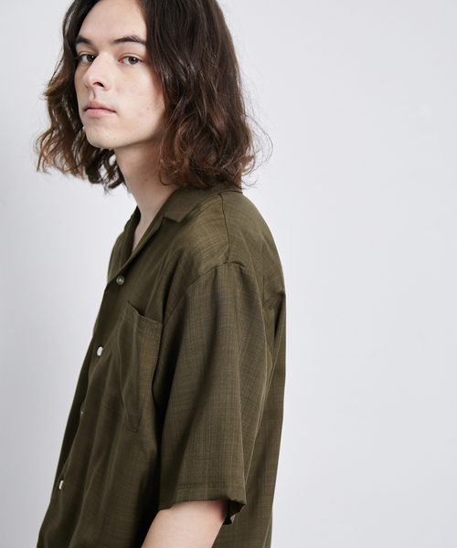 JUNRED（ジュンレッド）の「セットアップ対応 / ドレープカチオンオープンカラーシャツ（シャツ/ブラウス・メンズ・カーキ/ベージュ/ブラック・M/L/LL）」の16枚目の写真