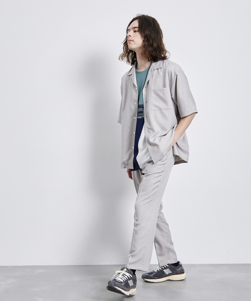 JUNRED（ジュンレッド）の「セットアップ対応 / ドレープカチオンオープンカラーシャツ（シャツ/ブラウス・メンズ・カーキ/ベージュ/ブラック・M/L/LL）」の18枚目の写真