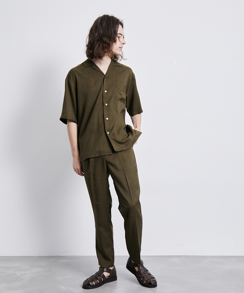 JUNRED（ジュンレッド）の「セットアップ対応 / ドレープカチオンオープンカラーシャツ（シャツ/ブラウス・メンズ・カーキ/ベージュ/ブラック・M/L/LL）」の20枚目の写真