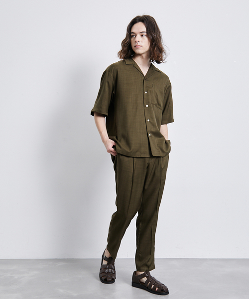 JUNRED（ジュンレッド）の「セットアップ対応 / ドレープカチオンオープンカラーシャツ（シャツ/ブラウス・メンズ・カーキ/ベージュ/ブラック・M/L/LL）」の21枚目の写真