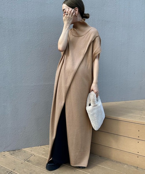 新品同様☆定価7☆45R☆コットンニットロングワンピース