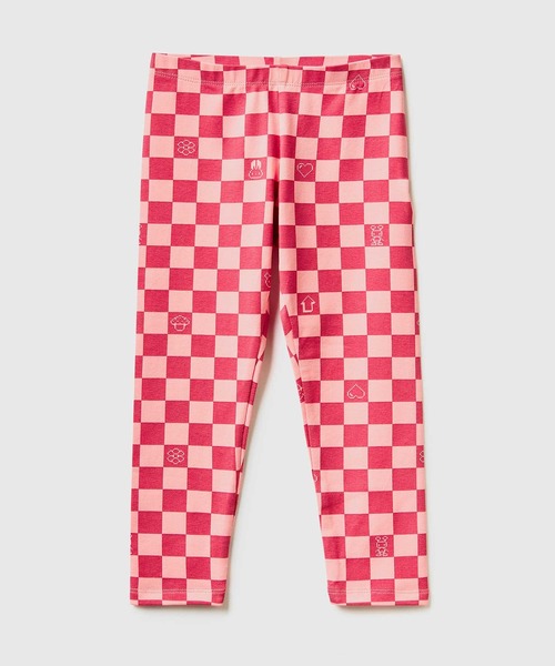 BENETTON (UNITED COLORS OF BENETTON)(ベネトンユナイテッドカラーズオブベネトン)の「キッズブロックチェックレギンスG(レギンス/スパッツ・キッズ・ピンク・98/104/X-SMALL/90/116/82)」の1枚目の写真