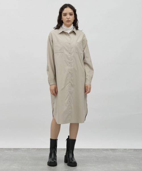 LAKOLE（ラコレ）の「マエビラキシャツワンピース / 972311（シャツワンピース・レディース・ブラック/オフホワイト/グレイッシュベージュ・SMALL/MEDIUM）」の10枚目の写真