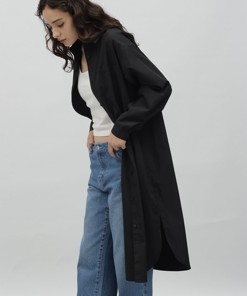 LAKOLE（ラコレ）の「マエビラキシャツワンピース / 972311（シャツワンピース・レディース・ブラック/オフホワイト/グレイッシュベージュ・SMALL/MEDIUM）」の7枚目の写真