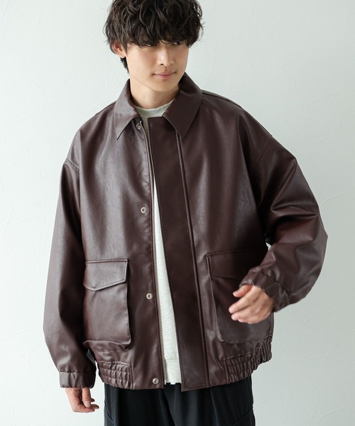 激安通販サイト セール】SYNTHETIC JACKET/シンセティックレザー TRACK LEATHER ジャケット・アウター