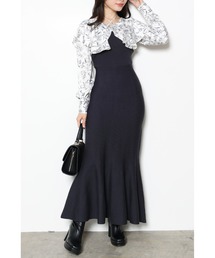 MERCURYDUO | 異素材ラッフルスリーブマーメイドニットワンピース(ワンピース)