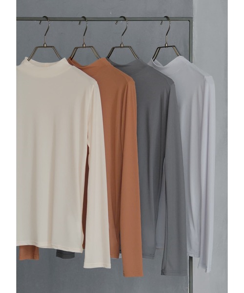STYLE DELI（スタイルデリ）の「【シルキーシアー】インナーハイネックトップス（Tシャツ/カットソー・レディース・ホワイト系/ライトグレー/チャコールグレー/ライトブラウン・MEDIUM/SMALL）」の20枚目の写真