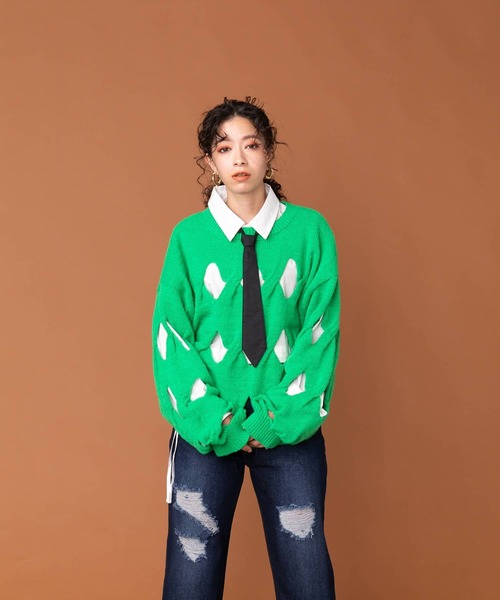 アミアミケーブルスラッシュニット（ニット/セーター）｜bohmal