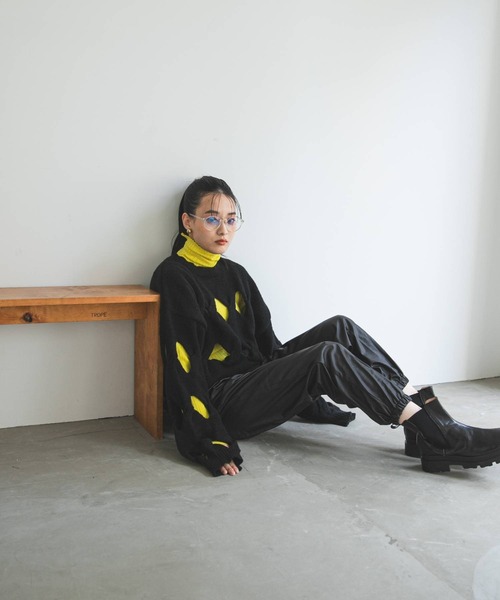 bohmal(ボマール)の「アミアミケーブルスラッシュニット(ニット/セーター・レディース・グリーン/ブラック/レッド・FREE)」の18枚目の写真
