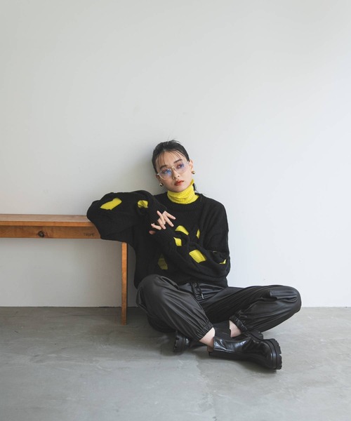 bohmal(ボマール)の「アミアミケーブルスラッシュニット(ニット/セーター・レディース・グリーン/ブラック/レッド・FREE)」の21枚目の写真