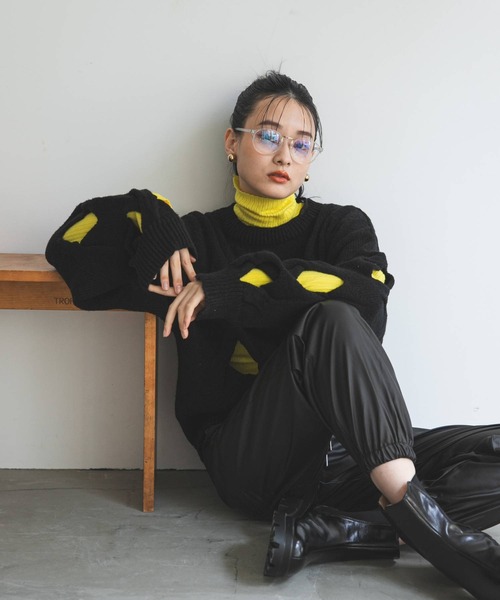 bohmal(ボマール)の「アミアミケーブルスラッシュニット(ニット/セーター・レディース・グリーン/ブラック/レッド・FREE)」の22枚目の写真