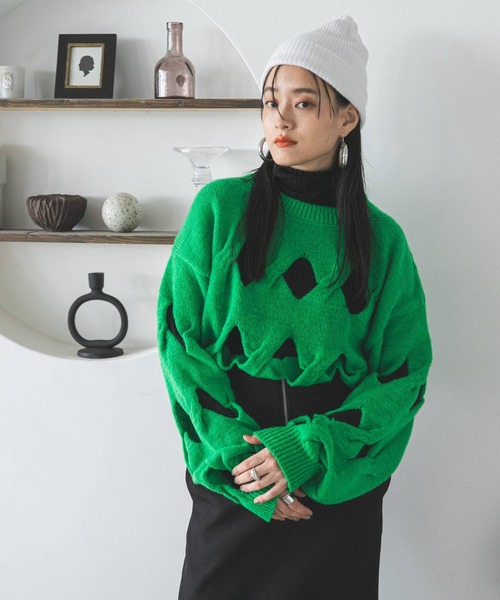 アミアミケーブルスラッシュニット（ニット/セーター）｜bohmal