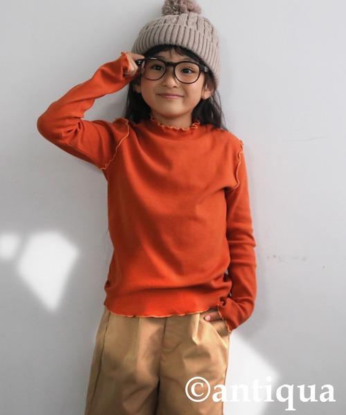 antiqua(アンティカ)の「配色メロウトップス(Tシャツ/カットソー・キッズ・ブラック/オフホワイト/ブルー/オレンジ・150/160/140/120/130)」の4枚目の写真