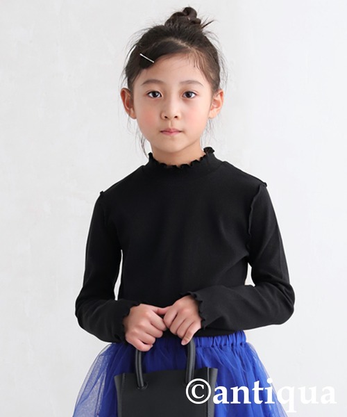 antiqua(アンティカ)の「配色メロウトップス(Tシャツ/カットソー・キッズ・ブラック/オフホワイト/ブルー/オレンジ・150/160/140/120/130)」の2枚目の写真