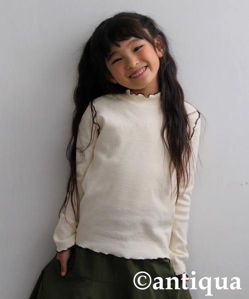 antiqua(アンティカ)の「配色メロウトップス(Tシャツ/カットソー・キッズ・ブラック/オフホワイト/ブルー/オレンジ・150/160/140/120/130)」の14枚目の写真