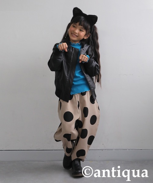 antiqua(アンティカ)の「配色メロウトップス(Tシャツ/カットソー・キッズ・ブラック/オフホワイト/ブルー/オレンジ・150/160/140/120/130)」の22枚目の写真