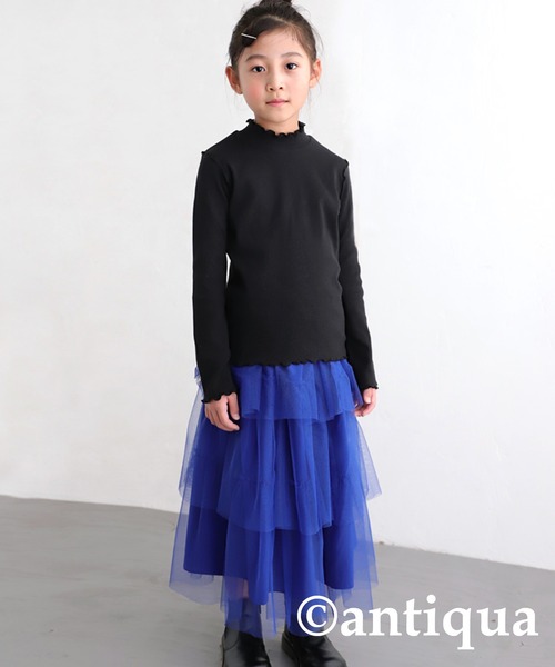 antiqua(アンティカ)の「配色メロウトップス(Tシャツ/カットソー・キッズ・ブラック/オフホワイト/ブルー/オレンジ・150/160/140/120/130)」の5枚目の写真