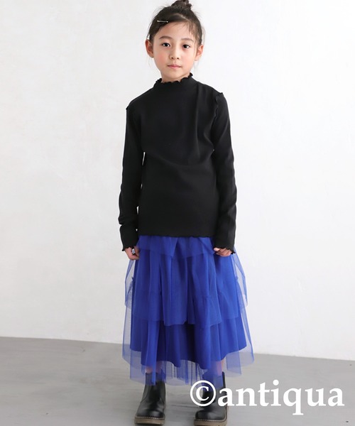 antiqua(アンティカ)の「配色メロウトップス(Tシャツ/カットソー・キッズ・ブラック/オフホワイト/ブルー/オレンジ・150/160/140/120/130)」の6枚目の写真