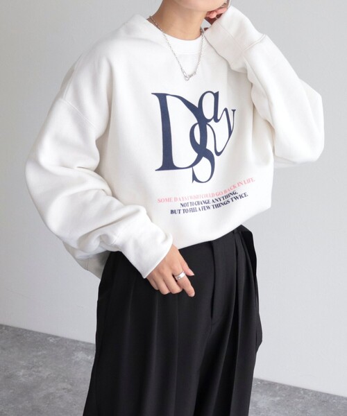 fredy emue（フレディエミュ）の「グラフィック裏起毛スウェット（スウェット・レディース・チャコールグレー/ライトグレー/オフホワイト・38）」の21枚目の写真