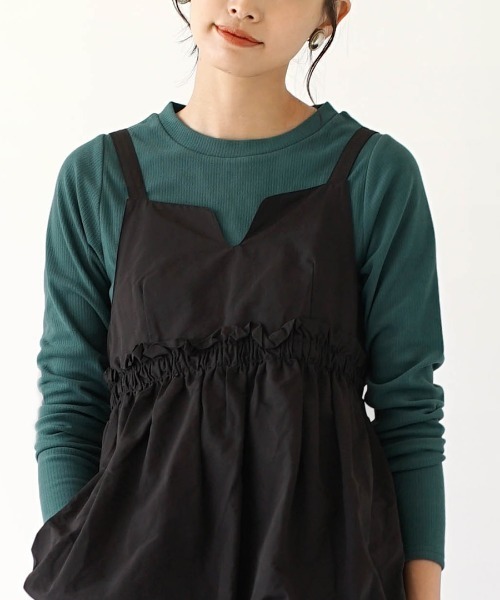 e-zakkamania stores（イーザッカマニアストアーズ）の「【素肌に触れても心地よい】しっとりなめらか 起毛リブカットソー［クルーネック］（Tシャツ/カットソー・レディース・グレイッシュベージュ/マスタード/ブラック/ラベンダー/ブルーグリーン/オフホワイト/スモークピンク・M）」の5枚目の写真