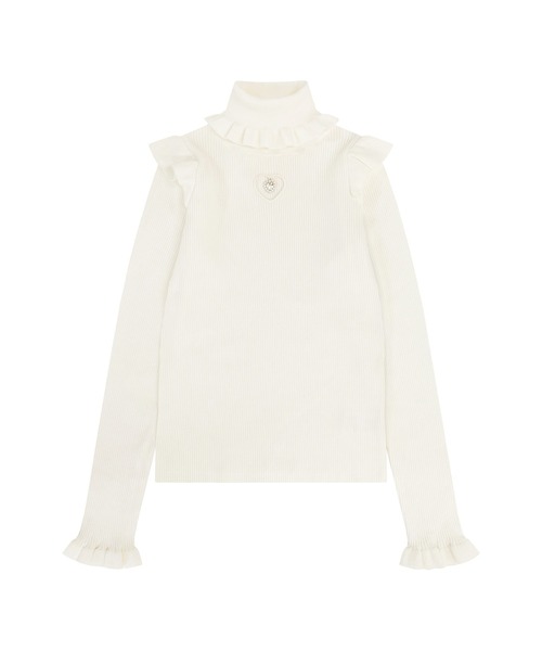 Honey Cinnamon（ハニーシナモン）の「チャーム付き肩フリルタートルニット（ニット/セーター・レディース・ブラック/ピンク/ホワイト・FREE）」の16枚目の写真