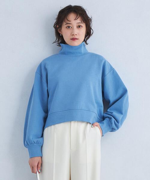 green label relaxing（グリーンレーベルリラクシング）の「GIZA ウラキモウ ハイネック プルオーバー カットソー（スウェット・レディース・ライトブルー/ホワイト/ブラック・FREE）」の4枚目の写真