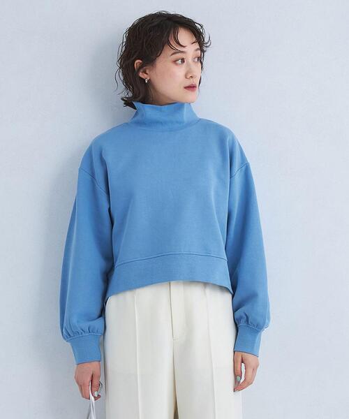 green label relaxing（グリーンレーベルリラクシング）の「GIZA ウラキモウ ハイネック プルオーバー カットソー（スウェット・レディース・ライトブルー/ホワイト/ブラック・FREE）」の5枚目の写真