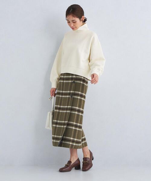 green label relaxing（グリーンレーベルリラクシング）の「GIZA ウラキモウ ハイネック プルオーバー カットソー（スウェット・レディース・ライトブルー/ホワイト/ブラック・FREE）」の7枚目の写真