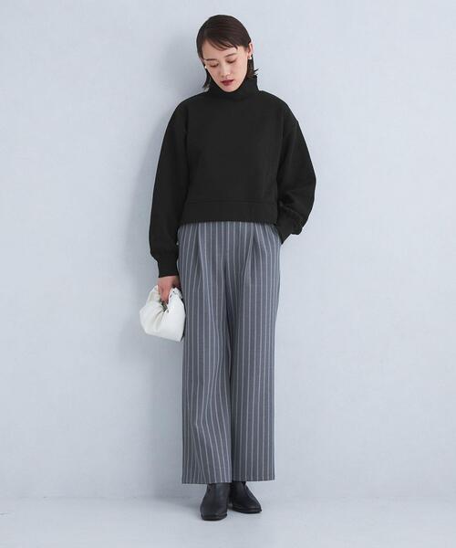 green label relaxing（グリーンレーベルリラクシング）の「GIZA ウラキモウ ハイネック プルオーバー カットソー（スウェット・レディース・ライトブルー/ホワイト/ブラック・FREE）」の9枚目の写真