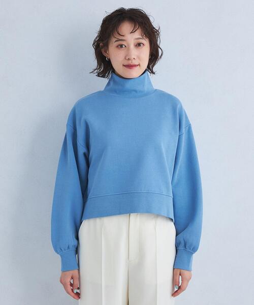 green label relaxing（グリーンレーベルリラクシング）の「GIZA ウラキモウ ハイネック プルオーバー カットソー（スウェット・レディース・ライトブルー/ホワイト/ブラック・FREE）」の10枚目の写真