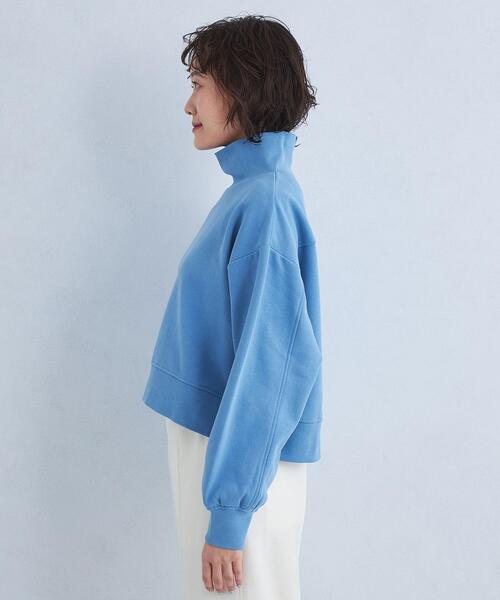 green label relaxing（グリーンレーベルリラクシング）の「GIZA ウラキモウ ハイネック プルオーバー カットソー（スウェット・レディース・ライトブルー/ホワイト/ブラック・FREE）」の11枚目の写真