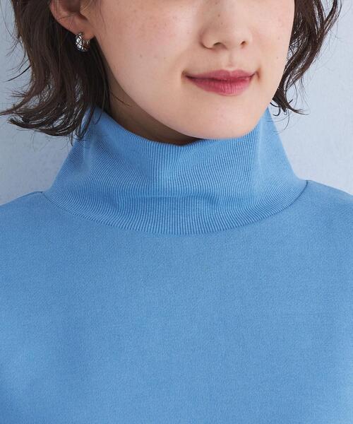 green label relaxing（グリーンレーベルリラクシング）の「GIZA ウラキモウ ハイネック プルオーバー カットソー（スウェット・レディース・ライトブルー/ホワイト/ブラック・FREE）」の13枚目の写真