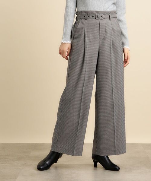grove（グローブ）の「◆ハウンドトゥースベルトパンツ（その他パンツ・レディース・ライトグレー系1/ブラック系1・01/02/03/04/05）」の2枚目の写真