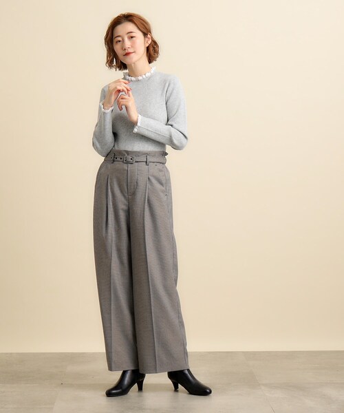 grove（グローブ）の「◆ハウンドトゥースベルトパンツ（その他パンツ・レディース・ライトグレー系1/ブラック系1・01/02/03/04/05）」の3枚目の写真