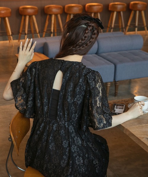 forksy.（フォルクシー）の「【forksy.】【オケージョン対応】バックオープンフラワーレースワンピース（ワンピース・レディース・ピンク/サックスブルー/ブラック・FREE）」の15枚目の写真