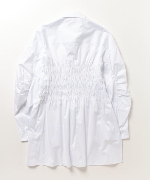 AULA(アウラ)の「AULA/アウラ/Smocking Overshirt(シャツ/ブラウス・レディース・ブラック/ホワイト・F)」の6枚目の写真