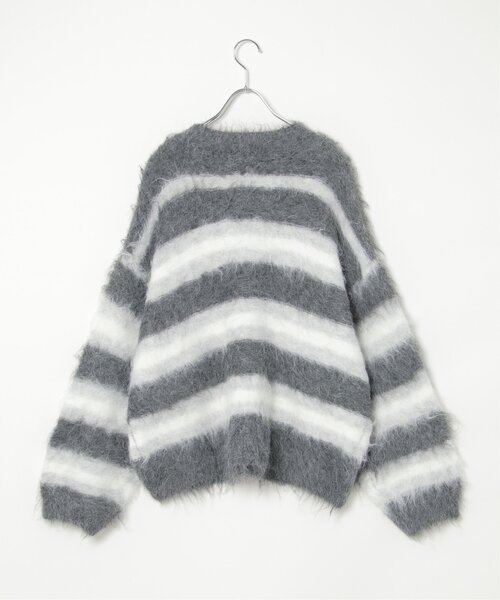 notch.(ノッチ)の「ボーダー起毛ニット(ニット/セーター・レディース・キャメル/ダークグレー・M)」の4枚目の写真