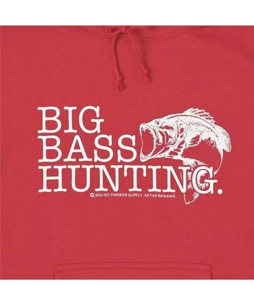 NOTHINKER（ノーシンカー）の「BIG BASS HUNTING BITE Hoodie（パーカー・メンズ・オリーブ/グレー系その他/レッド・LARGE/MEDIUM/X-LARGE）」の5枚目の写真
