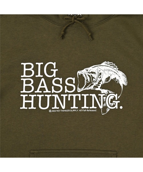 NOTHINKER（ノーシンカー）の「BIG BASS HUNTING BITE Hoodie（パーカー・メンズ・オリーブ/グレー系その他/レッド・LARGE/MEDIUM/X-LARGE）」の13枚目の写真