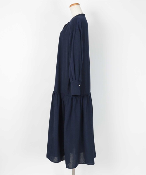 UR'S(ユアーズ)の「バンドカラーティアードワンピース(ワンピース・レディース・ネイビー/オフホワイト・S/M/L)」の14枚目の写真