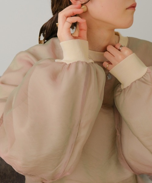 Bab（バブ）の「【裏起毛】シアーレイヤードスウェット（スウェット・レディース・杢グレー/グレイッシュベージュ/ホワイト系その他・FREE）」の7枚目の写真