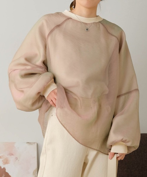 Bab（バブ）の「【裏起毛】シアーレイヤードスウェット（スウェット・レディース・杢グレー/グレイッシュベージュ/ホワイト系その他・FREE）」の8枚目の写真