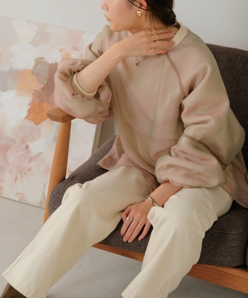 Bab（バブ）の「【裏起毛】シアーレイヤードスウェット（スウェット・レディース・杢グレー/グレイッシュベージュ/ホワイト系その他・FREE）」の15枚目の写真