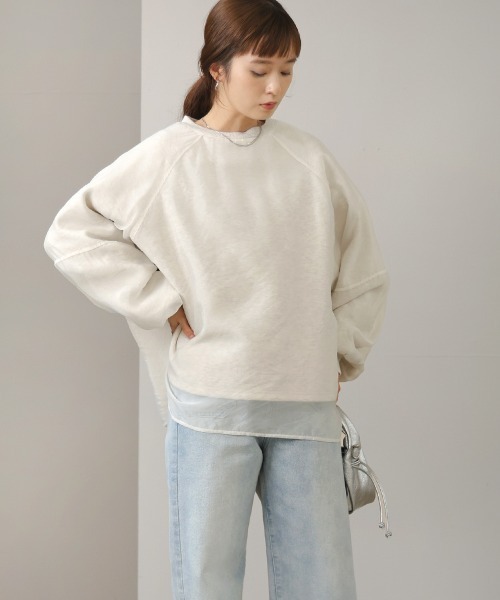 Bab（バブ）の「【裏起毛】シアーレイヤードスウェット（スウェット・レディース・杢グレー/グレイッシュベージュ/ホワイト系その他・FREE）」の18枚目の写真