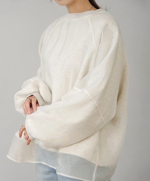 Bab（バブ）の「【裏起毛】シアーレイヤードスウェット（スウェット・レディース・杢グレー/グレイッシュベージュ/ホワイト系その他・FREE）」の19枚目の写真
