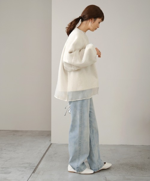 Bab（バブ）の「【裏起毛】シアーレイヤードスウェット（スウェット・レディース・杢グレー/グレイッシュベージュ/ホワイト系その他・FREE）」の20枚目の写真