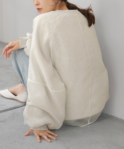 Bab（バブ）の「【裏起毛】シアーレイヤードスウェット（スウェット・レディース・杢グレー/グレイッシュベージュ/ホワイト系その他・FREE）」の22枚目の写真