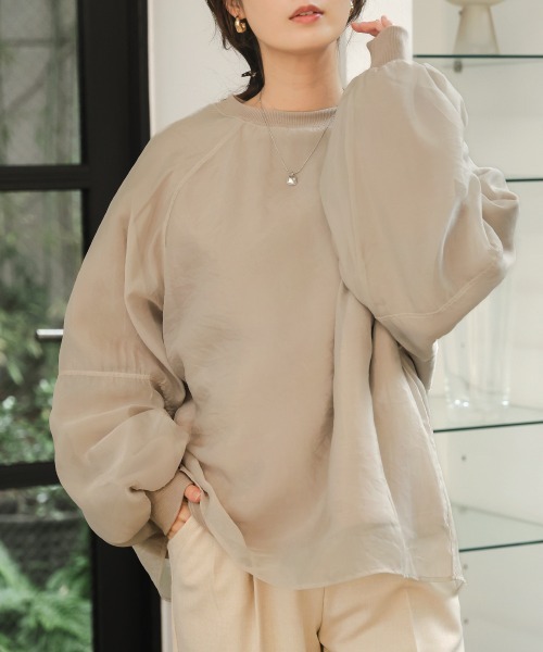 Bab（バブ）の「【裏起毛】シアーレイヤードスウェット（スウェット・レディース・杢グレー/グレイッシュベージュ/ホワイト系その他・FREE）」の6枚目の写真