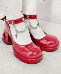 厚底十字架くり抜きヒールパンプス 24SS