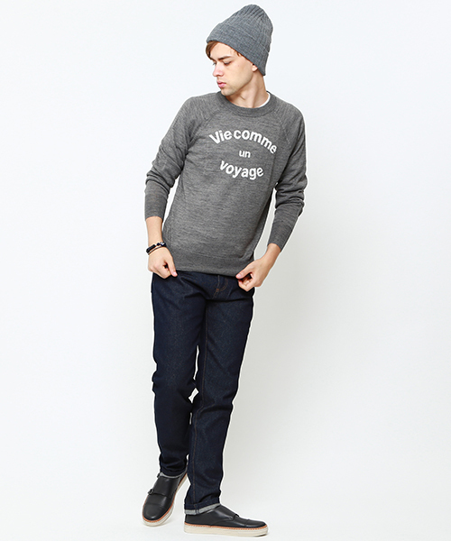 BEAMS LIGHTS Men's（ビームスライツ メンズ）の「BEAMS LIGHTS / メッセージクルーネックニット（ニット/セーター・メンズ・ブラック/グレー・MEDIUM/SMALL/LARGE）」の8枚目の写真